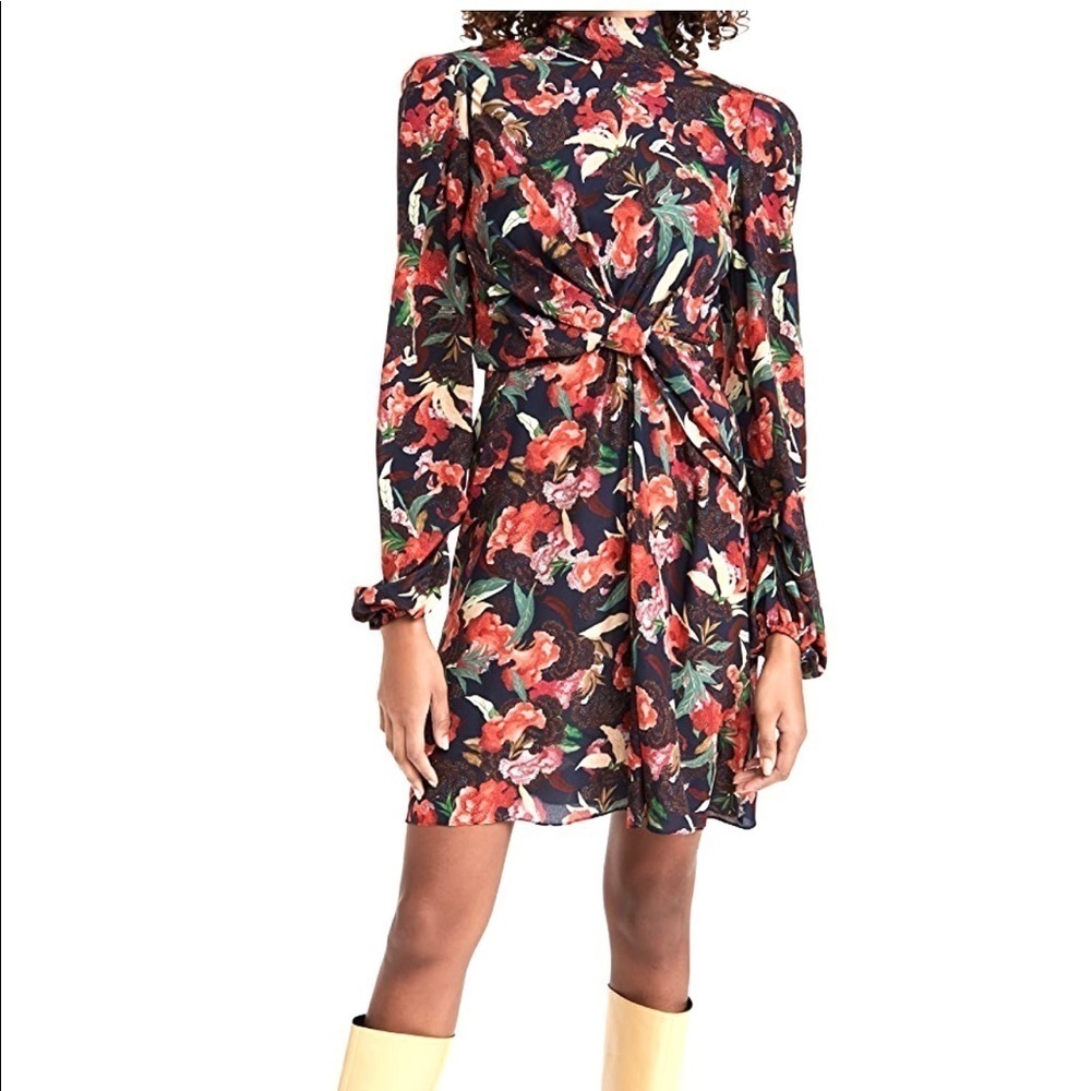 SALONI silk Demi Mini Dress in Dusk Moon Flower size US 2 NEW WITHOUT TAGS